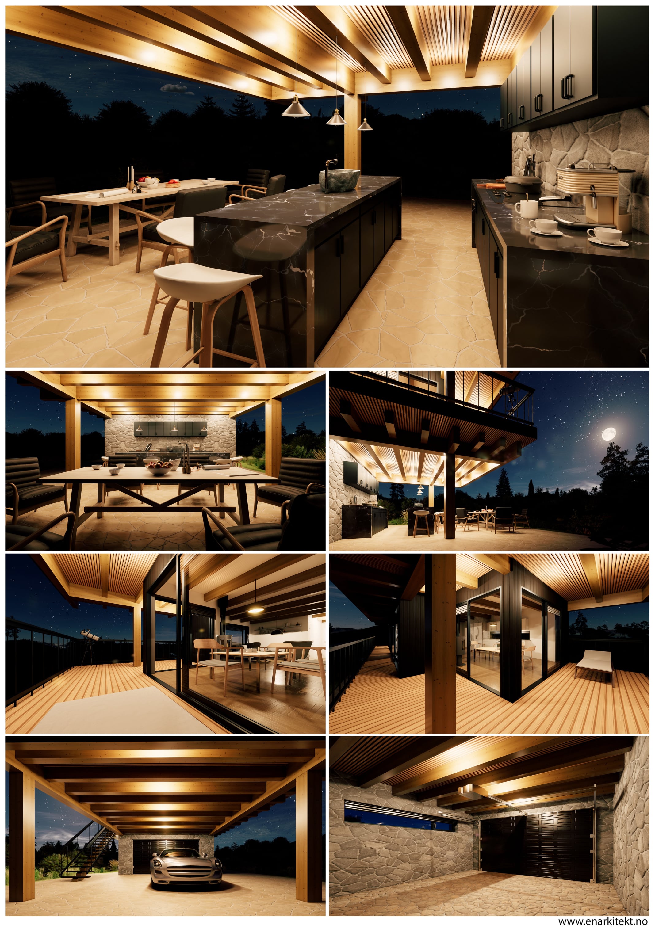 Recreational building in nature - Interior night 