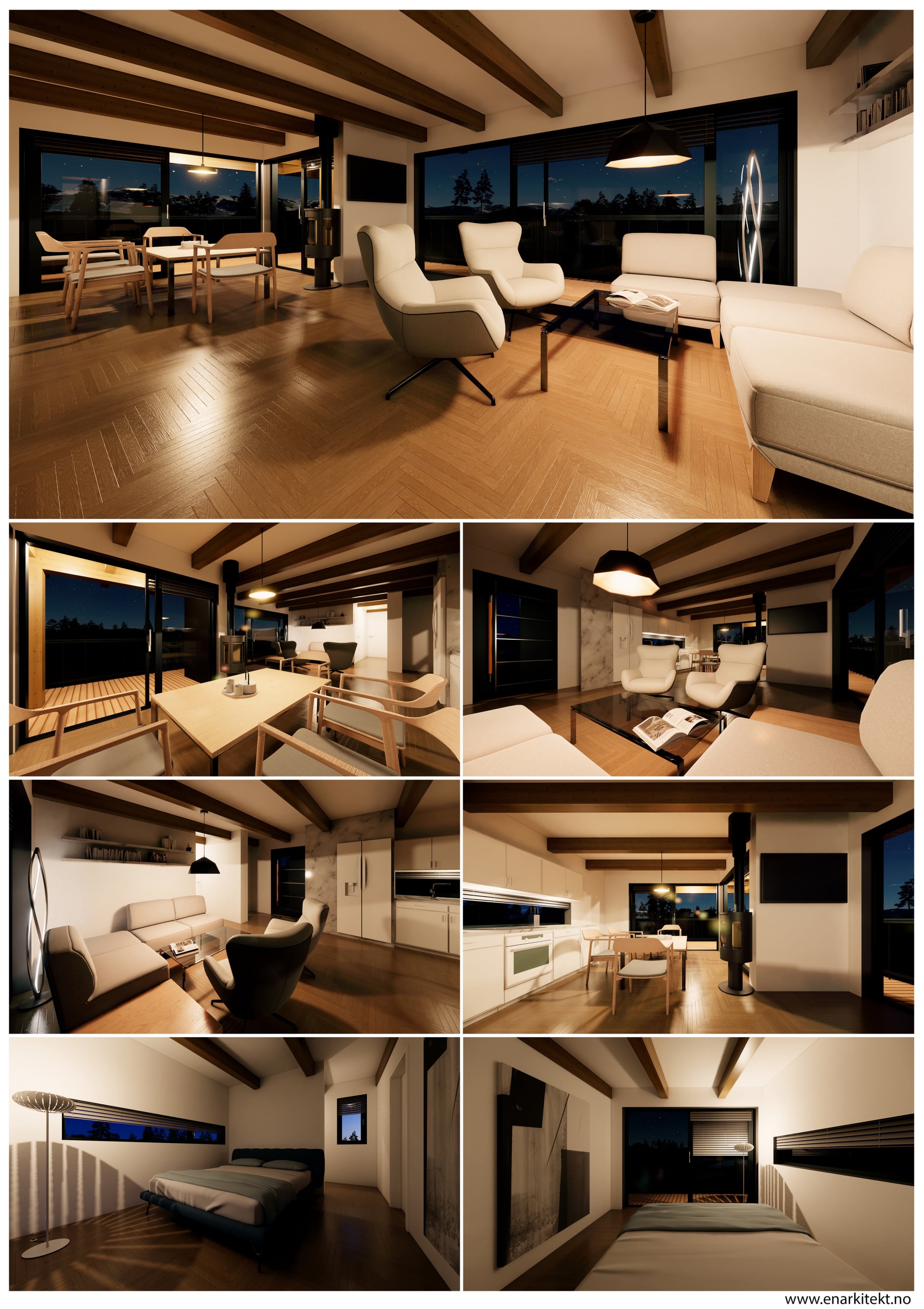 Recreational building in nature - Interior night