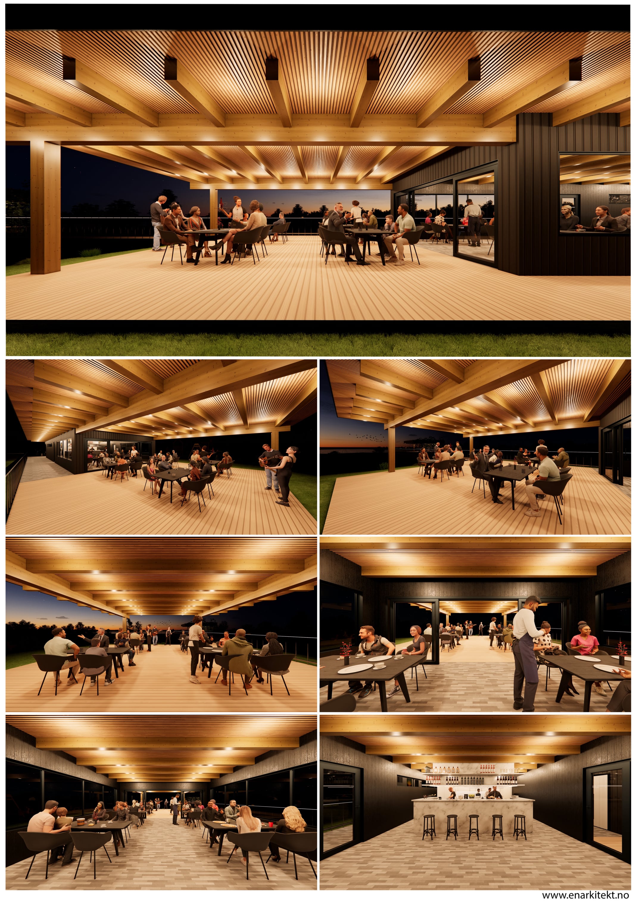 Roadside restaurant, cafe, restaurant, observation deck, Interior night