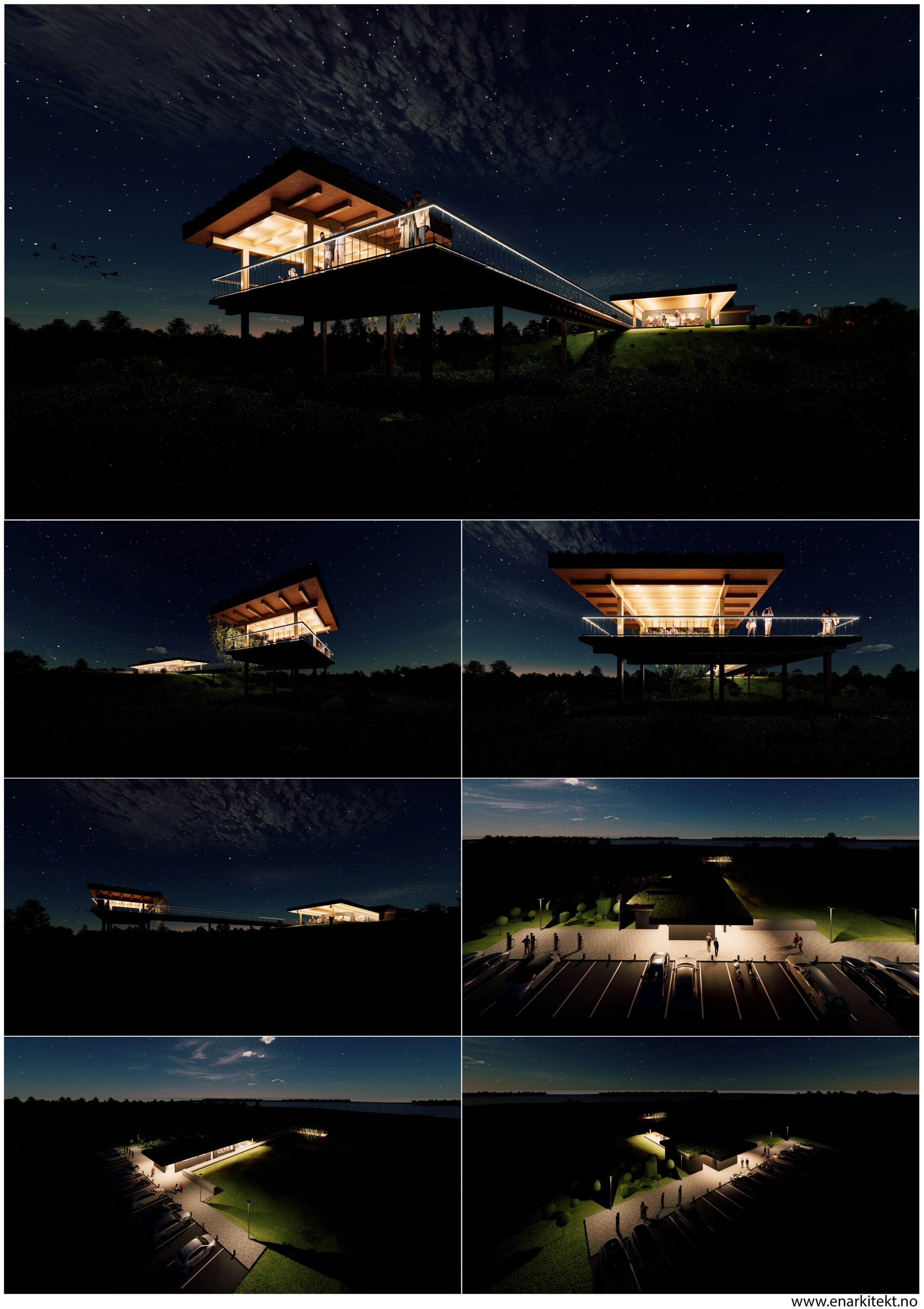 Roadside restaurant, cafe, restaurant, observation deck, Interior night
