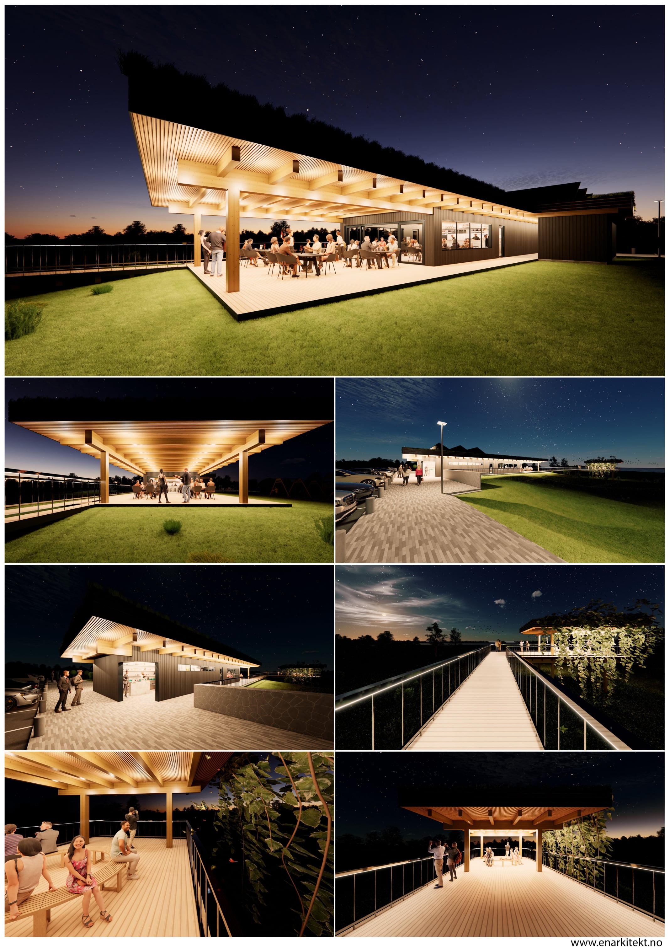Roadside restaurant, cafe, restaurant, observation deck, Interior night